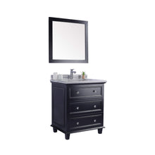 Load image into Gallery viewer, LAVIVA Luna 313DVN-30E-WS 30&quot; Single Bathroom Vanity in Espresso with White Stripes Marble, White Rectangle Sink, Angled View