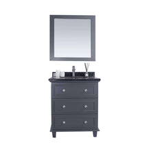 Load image into Gallery viewer, LAVIVA Luna 313DVN-30G-BW 30&quot; Single Bathroom Vanity in Maple Grey with Black Wood Marble, White Rectangle Sink, Front View