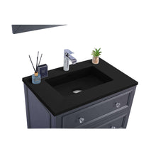 Load image into Gallery viewer, LAVIVA Luna 313DVN-30G-MB 30&quot; Single Bathroom Vanity in Maple Grey with Matte Black VIVA Stone Surface, Integrated Sink, Countertop Closeup