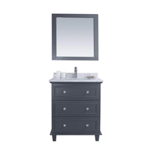 Load image into Gallery viewer, LAVIVA Luna 313DVN-30G-WC 30&quot; Single Bathroom Vanity in Maple Gray with White Carrara Marble, White Rectangle Sink, Front View