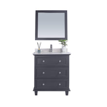 Load image into Gallery viewer, LAVIVA Luna 313DVN-30G-WQ 30&quot; Single Bathroom Vanity in Maple Grey with White Quartz, White Rectangle Sink, Front View