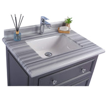Load image into Gallery viewer, LAVIVA Luna 313DVN-30G-WS 30&quot; Single Bathroom Vanity in Maple Grey with White Stripes Marble, White Rectangle Sink, Countertop Closeup