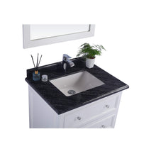 Load image into Gallery viewer, LAVIVA Luna 313DVN-30W-BW 30&quot; Single Bathroom Vanity in White with Black Wood Marble, White Rectangle Sink, Countertop Closeup