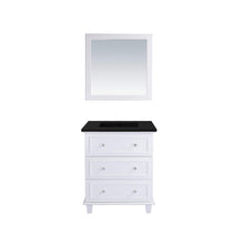 Load image into Gallery viewer, LAVIVA Luna 313DVN-30W-MB 30&quot; Single Bathroom Vanity in White with Matte Black VIVA Stone Surface, Integrated Sink, Front View