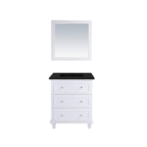 LAVIVA Luna 313DVN-30W-MB 30" Single Bathroom Vanity in White with Matte Black VIVA Stone Surface, Integrated Sink, Front View