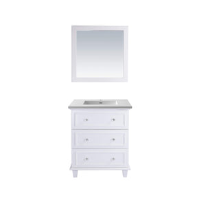 LAVIVA Luna 313DVN-30W-MW 30" Single Bathroom Vanity in White with Matte White VIVA Stone Surface, Integrated Sink, Front View