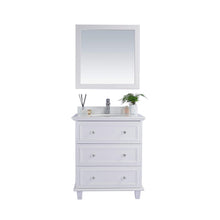 Load image into Gallery viewer, LAVIVA Luna 313DVN-30W-PW 30&quot; Single Bathroom Vanity in White with Pure White Phoenix Stone, White Oval Sink, Front View