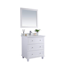 Load image into Gallery viewer, LAVIVA Luna 313DVN-30W-PW 30&quot; Single Bathroom Vanity in White with Pure White Phoenix Stone, White Oval Sink, Angled View