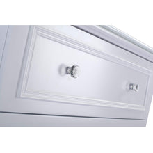 Load image into Gallery viewer, LAVIVA Luna 313DVN-30W-WC 30&quot; Single Bathroom Vanity in White with White Carrara Marble, White Rectangle Sink, Crystal Knobs Closeup