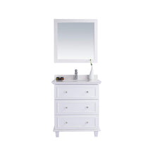 Load image into Gallery viewer, LAVIVA Luna 313DVN-30W-WQ 30&quot; Single Bathroom Vanity in White with White Quartz, White Rectangle Sink, Front View