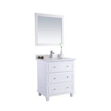 Load image into Gallery viewer, LAVIVA Luna 313DVN-30W-WQ 30&quot; Single Bathroom Vanity in White with White Quartz, White Rectangle Sink, Angled View