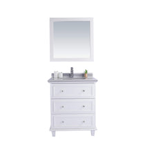 Load image into Gallery viewer, LAVIVA Luna 313DVN-30W-WS 30&quot; Single Bathroom Vanity in White with White Stripes Marble, White Rectangle Sink, Front View
