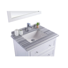 Load image into Gallery viewer, LAVIVA Luna 313DVN-30W-WS 30&quot; Single Bathroom Vanity in White with White Stripes Marble, White Rectangle Sink, Countertop Closeup