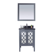 Load image into Gallery viewer, LAVIVA Mediterraneo 313MKSH-24G-BW 24&quot; Single Bathroom Vanity in Grey with Black Wood Marble, White Rectangle Sink, Front View