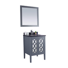 Load image into Gallery viewer, LAVIVA Mediterraneo 313MKSH-24G-BW 24&quot; Single Bathroom Vanity in Grey with Black Wood Marble, White Rectangle Sink, Angled View