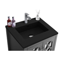 Load image into Gallery viewer, LAVIVA Mediterraneo 313MKSH-24G-MB 24&quot; Single Bathroom Vanity in Grey with Matte Black VIVA Stone Surface, Integrated Sink, Countertop Closeup