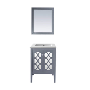 LAVIVA Mediterraneo 313MKSH-24G-MW 24" Single Bathroom Vanity in Grey with Matte White VIVA Stone Surface, Integrated Sink, Front View