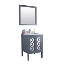 Load image into Gallery viewer, LAVIVA Mediterraneo 313MKSH-24G-WC 24&quot; Single Bathroom Vanity in Grey with White Carrara Marble, White Rectangle Sink, Angled View