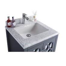 Load image into Gallery viewer, LAVIVA Mediterraneo 313MKSH-24G-WC 24&quot; Single Bathroom Vanity in Grey with White Carrara Marble, White Rectangle Sink, Countertop Closeup