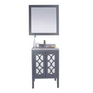 LAVIVA Mediterraneo 313MKSH-24G-WS 24" Single Bathroom Vanity in Grey with White Stripes Marble, White Rectangle Sink, Front View
