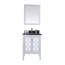 Load image into Gallery viewer, LAVIVA Mediterraneo 313MKSH-24W-BW 24&quot; Single Bathroom Vanity in White with Black Wood Marble, White Rectangle Sink, Front View