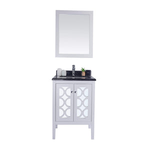 LAVIVA Mediterraneo 313MKSH-24W-BW 24" Single Bathroom Vanity in White with Black Wood Marble, White Rectangle Sink, Front View