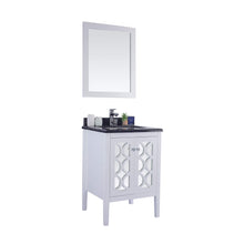 Load image into Gallery viewer, LAVIVA Mediterraneo 313MKSH-24W-BW 24&quot; Single Bathroom Vanity in White with Black Wood Marble, White Rectangle Sink, Angled View