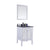 LAVIVA Mediterraneo 313MKSH-24W-BW 24" Single Bathroom Vanity in White with Black Wood Marble, White Rectangle Sink, Angled View