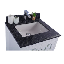 Load image into Gallery viewer, LAVIVA Mediterraneo 313MKSH-24W-BW 24&quot; Single Bathroom Vanity in White with Black Wood Marble, White Rectangle Sink, Countertop Closeup