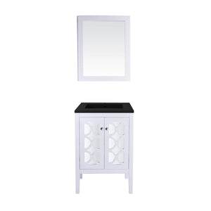 LAVIVA Mediterraneo 313MKSH-24W-MB 24" Single Bathroom Vanity in White with Matte Black VIVA Stone Surface, Integrated Sink, Front View