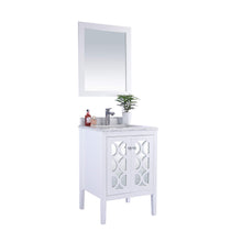 Load image into Gallery viewer, LAVIVA Mediterraneo 313MKSH-24W-WC 24&quot; Single Bathroom Vanity in White with White Carrara Marble, White Rectangle Sink, Angled View