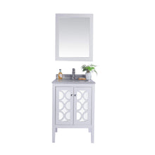 Load image into Gallery viewer, LAVIVA Mediterraneo 313MKSH-24W-WS 24&quot; Single Bathroom Vanity in White with White Stripes Marble, White Rectangle Sink, Front View