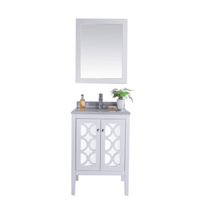 LAVIVA Mediterraneo 313MKSH-24W-WS 24" Single Bathroom Vanity in White with White Stripes Marble, White Rectangle Sink, Front View