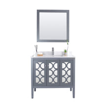 Load image into Gallery viewer, LAVIVA Mediterraneo 313MKSH-36G-WQ 36&quot; Single Bathroom Vanity in Grey with White Quartz, White Rectangle Sink, Front View