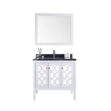 Load image into Gallery viewer, LAVIVA Mediterraneo 313MKSH-36W-BW 36&quot; Single Bathroom Vanity in White with Black Wood Marble, White Rectangle Sink, Front View