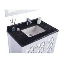 Load image into Gallery viewer, LAVIVA Mediterraneo 313MKSH-36W-BW 36&quot; Single Bathroom Vanity in White with Black Wood Marble, White Rectangle Sink, Countertop Closeup