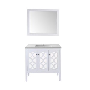 LAVIVA Mediterraneo 313MKSH-36W-MW 36" Single Bathroom Vanity in White with Matte White VIVA Stone Surface, Integrated Sink, Front View