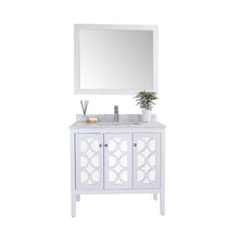 Load image into Gallery viewer, LAVIVA Mediterraneo 313MKSH-36W-WC 36&quot; Single Bathroom Vanity in White with White Carrara Marble, White Rectangle Sink, Front View