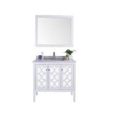 Load image into Gallery viewer, LAVIVA Mediterraneo 313MKSH-36W-WS 36&quot; Single Bathroom Vanity in White with White Stripes Marble, White Rectangle Sink, Front View