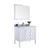 LAVIVA Mediterraneo 313MKSH-36W-WS 36" Single Bathroom Vanity in White with White Stripes Marble, White Rectangle Sink, Angled View