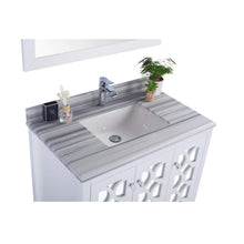 Load image into Gallery viewer, LAVIVA Mediterraneo 313MKSH-36W-WS 36&quot; Single Bathroom Vanity in White with White Stripes Marble, White Rectangle Sink, Countertop Closeup