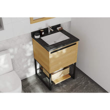 Load image into Gallery viewer, LAVIVA Alto 313SMR-24CO-BW 24&quot; Single Bathroom Vanity in California White Oak with Black Wood Marble, White Rectangle Sink, Rendered Angled View