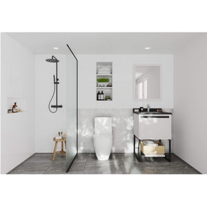 LAVIVA Alto 313SMR-24W-BW 24" Single Bathroom Vanity in White with Black Wood Marble, White Rectangle Sink, Rendered Bathroom View