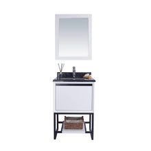 Load image into Gallery viewer, LAVIVA Alto 313SMR-24W-BW 24&quot; Single Bathroom Vanity in White with Black Wood Marble, White Rectangle Sink, Front View
