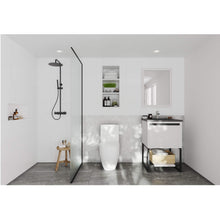 Load image into Gallery viewer, LAVIVA Alto 313SMR-24W-MB 24&quot; Single Bathroom Vanity in White with Matte Black VIVA Stone Surface, Integrated Sink, Rendered Bathroom View