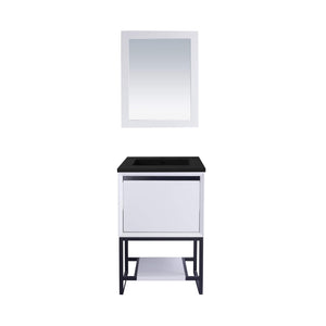 LAVIVA Alto 313SMR-24W-MB 24" Single Bathroom Vanity in White with Matte Black VIVA Stone Surface, Integrated Sink, Front View