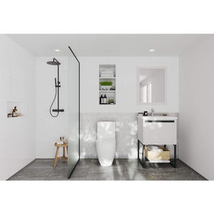 LAVIVA Alto 313SMR-24W-MW 24" Single Bathroom Vanity in White with Matte White VIVA Stone Surface, Integrated Sink, Rendered Bathroom View