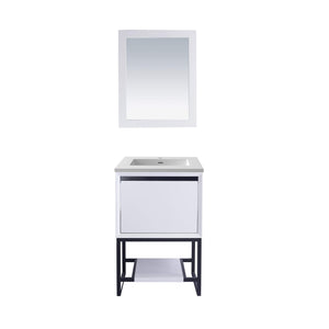 LAVIVA Alto 313SMR-24W-MW 24" Single Bathroom Vanity in White with Matte White VIVA Stone Surface, Integrated Sink, Front View