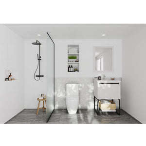 LAVIVA Alto 313SMR-24W-WC 24" Single Bathroom Vanity in White with White Carrara Marble, White Rectangle Sink, Rendered Bathroom View