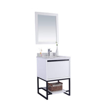Load image into Gallery viewer, LAVIVA Alto 313SMR-24W-WC 24&quot; Single Bathroom Vanity in White with White Carrara Marble, White Rectangle Sink, Angled View